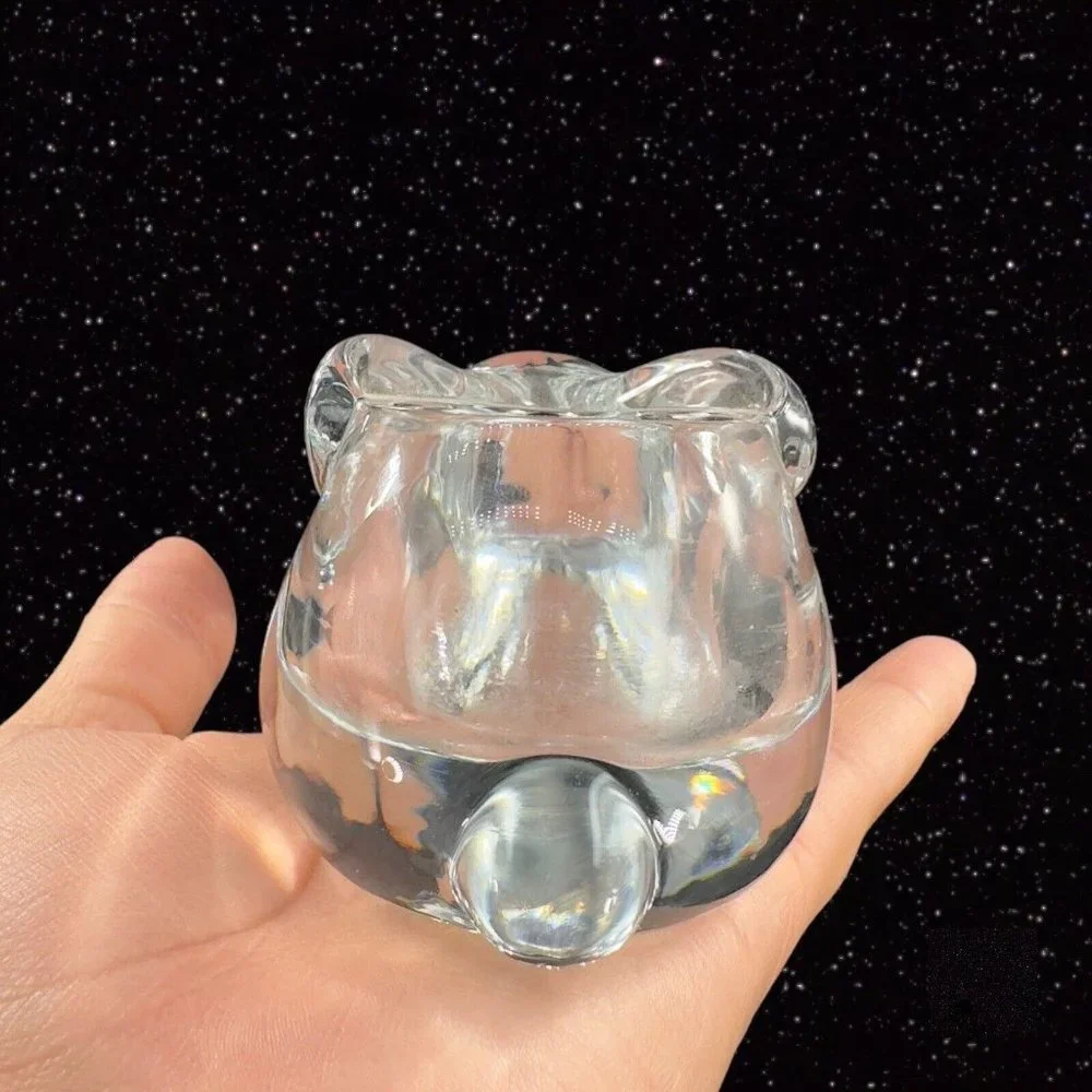 Clear Bunny Rabbit Art Glass Figural Candle Holder Votive Figurine Glass Vintage